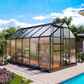 12x6ft Polycarbonate Greenhouse, Heavy Duty Walk-in Aluminum Greenhouse for Outdoors, Garden, Backyard, with Ventilation Window, Rain Gutter, Sliding Door