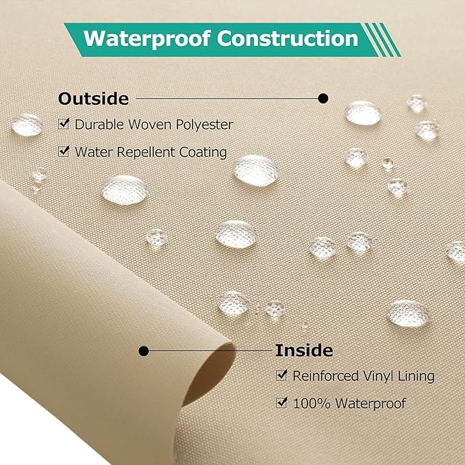 SunPatio Chaise Lounge Cover Outdoor Waterproof, Heavy Duty 2 Pack Patio Lounge Chair Cover, UV & Rip & Fade Resistant, All Weather Protection, 80W x 32D x 25H inch, Beige & Olive