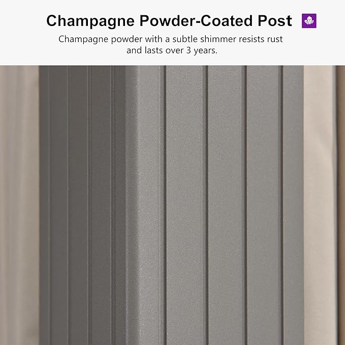 PURPLE LEAF 12' x 14' Outdoor Hardtop Gazebo, Champagne Aluminum Gazebo with Galvanized Steel Double Roof, Curtains and Netting for Patio Lawn and Garden