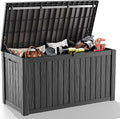180 Gallon Large Deck Box,Resin Outdoor Storage Box with Lockable for Patio Furniture, Pool Accessories, Garden Tools Waterproof Outside Storage Box, Black