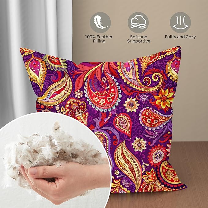 Outdoor Pillows Set of 2, 22''×22''Waterproof Throw Pillow for Patio Furniture, Feathers and Down Filled Outside Decorative Pillows Inserts for Garden, Porch Swing, Couch and Sofa
