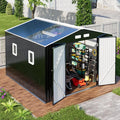 Metal Shed 10x10 Sheds Outdoor Storage, Natural Lighting Tool Sheds with Translucent Roof Panels, Windows, and Lockable Doors, Ideal for Garden, Backyard, and Patio