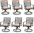 PHI VIALLA Patio Chairs Outdoor Swivel Dining Chairs Outdoor Furniture Chairs Set of 6 with Cushion Suports 300lbs for Lawn Garden Backyard Weather Resistant-Black Frame
