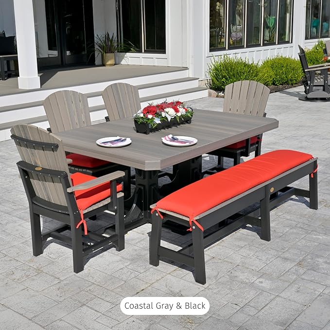 LuxCraft Poly 4' x 6' Rectangular Dining Table, 36.25" Height, Outdoor Patio Table, Made with Recycled Plastics, Made in USA (Weatherwood)