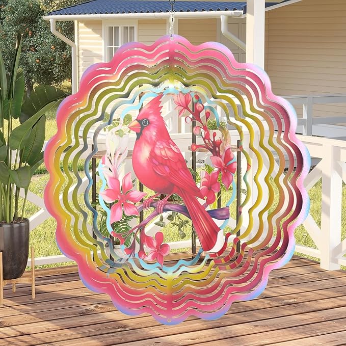 Wind Spinners Outdoor Cardinala Decorations - Birthday Gifts for Women Mom Grandma, Cardinala Deocr Hanging Wind Spinner 12 inch 3D Wind Sculptures for Garden Decor for Outside, Yard, Outdoor