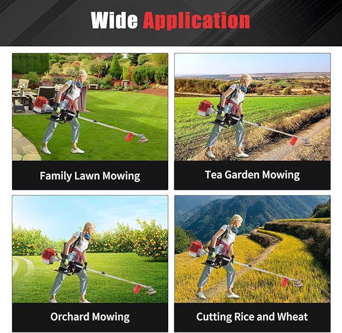 2 Stroke 26cc Gasoline Weed Trimmer Brush Cutter Lawn Edger Grass Weed Eater, Gas Weed Trimmer Gas Weedeaters Grass Trimmer Cordless Gasoline Power w/ 2 Blade Heads