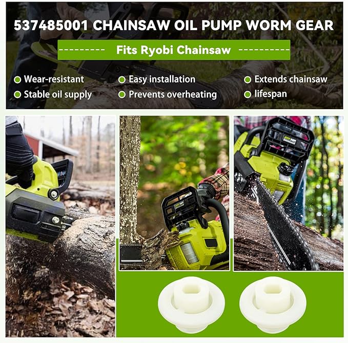 537485001 Oil Pump Worm Gear, for Ryobi RY40503, RY40580 40V 14" Cordless Chainsaw Oil Pump - 2 Pcs ﻿