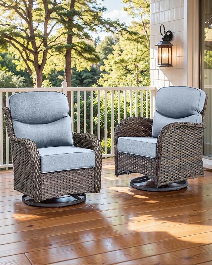 Luxury 22x24/22x25 6-Inch Smile Patio Dining Chair Cushions Set of 4 - Heavy Duty Water Slashproof Outdoor Seat Cushion for Outside Furniture Swivel Chairs Loveseat L-Shape Sofa - Baby Blue