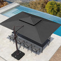 10' X 13' Patio Umbrella Outdoor Large Rectangle Offset Cantilever Umbrellas Double Top Heavy Duty Windproof with 360-degree Rotation for Pool Garden Deck