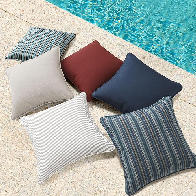 Outdoor Sunbrella Decorative Throw Pillow Covers Only, Pack of 4, 17"x17" & 20"x12" Water Repellent Replacement Lumbar Pillow Case for Patio, Couch, Sofa and Patio Furniture, Spectrum Brick