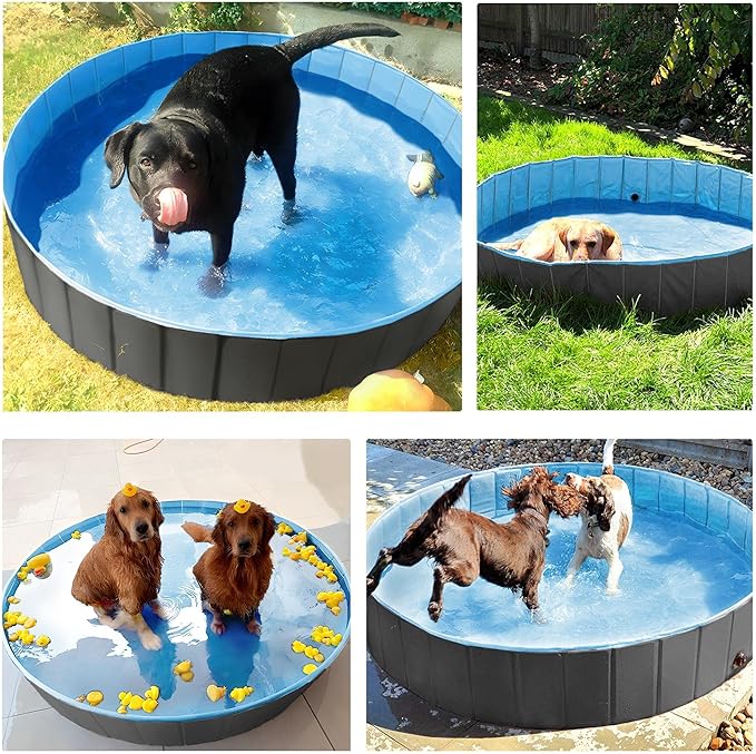 Yaheetech Foldable Dog Pool Collapsible Hard Plastic Dog Swimming Pool Portable Pet Pools Doggie Wading Pool Bath Tub for Puppy Small Medium Large Dogs, 63 x 12 Inches Black