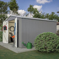 10x10 FT Outdoor Storage Shed, Large Metal Garden Shed with Lockable Hinged Doors, Outside Tool Shed with Sloped Roof & 4 Air Vents, Waterproof Storage Building for Backyard, Patio, Lawn, Gray