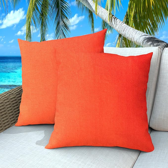 Outdoor Pillows Set of 2, 22''×22''Waterproof Throw Pillow for Patio Furniture, Feathers and Down Filled Outside Decorative Pillows Inserts for Garden, Porch Swing, Couch and Sofa
