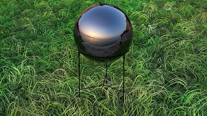 Lulu Decor, Titanium Stainless Steel Gazing Mirror Ball Size 12 with Stand