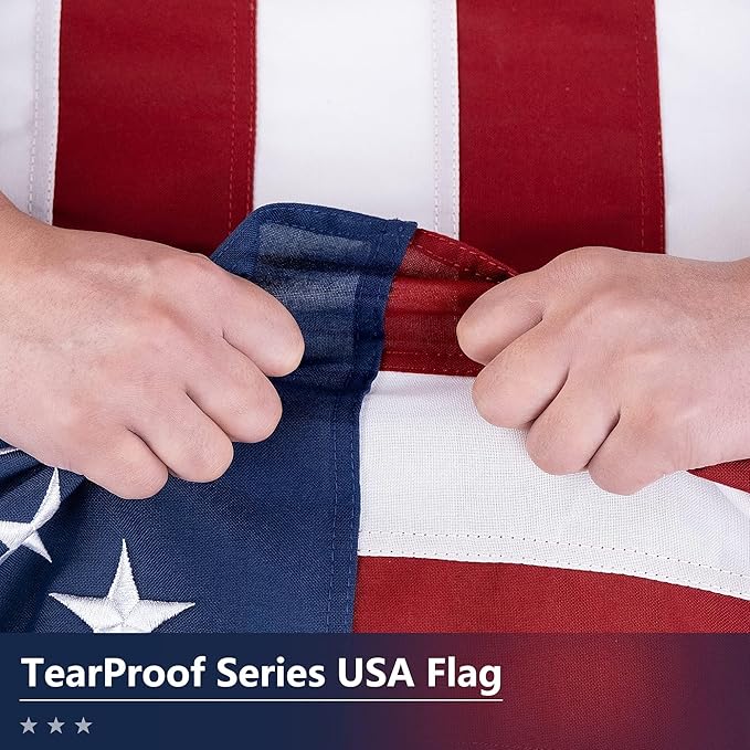 American Flag for Outside 2.5x4 Ft - TearProof Series Outdoor Use US Flags - Long Lasting, Fade Resistant - Thick Spun Polyester USA Banner - High Wind United States Flag - Embroidered Stars, Sewn Stripes, Brass Grommets