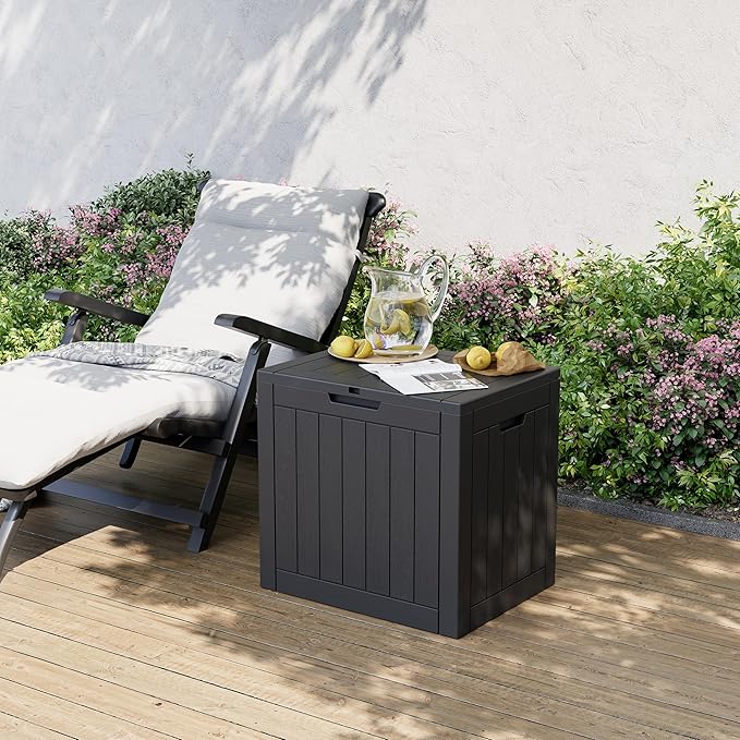 Outdoor Storage Box, 31 Gallon Deck Box, Large Resin Storage Cabinet for Gardening Tools, Patio Pillow, Lockable, Waterproof and UV Resistant