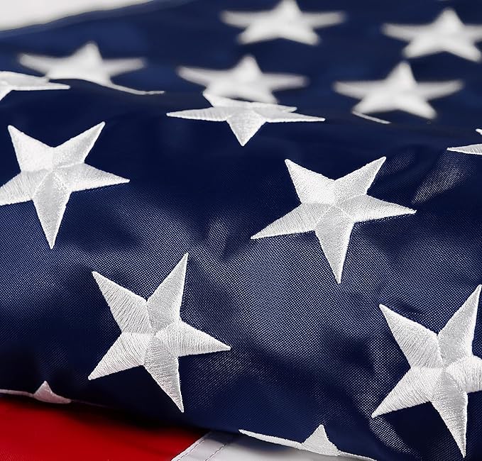 American Flag 4x6 ft: Long Lasting US Flag, Heavy Duty Nylon, Embroidered Stars, Sewn Stripes, Brass Grommets, UV Protection Perfect for Outdoors! USA Flag