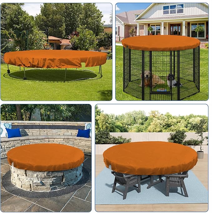 ECOOPTS 15 ft Round Pool Cover for Above Ground Pools, Swimming Pool Cover Protector Winter Safety Cover (Orange)