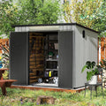 Domi 6.2x7.8 FT Outdoor Resin Storage Shed, All-Weather Double-Wall Storage Building with Sloping Roof for Backyard, Garden, Lawn Tools, Mower, Bike & Pool Equipment, Lockable Doors, Ventilated Roof