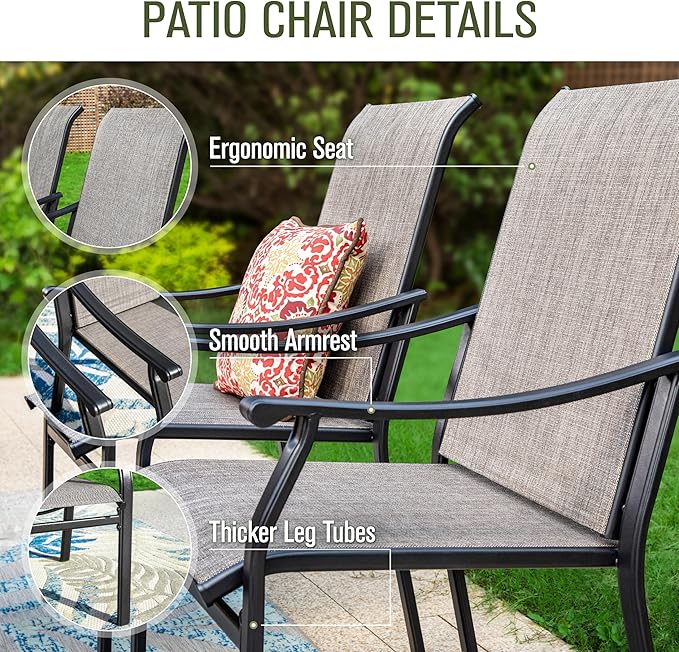Sophia & William Outdoor Chairs Set of 2, Patio Chairs with Breathable Textilene Fabric and Heavy-Duty Iron Frame, Perfect for Lawn Garden Backyard Deck 350 lbs Capacity