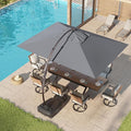 Grand patio 10x13 FT Cantilever Umbrella Outdoor Aluminum Rectangle Offset Umbrella Canopy with Base & Cover for Pool Garden (Gray, 10x13 FT)