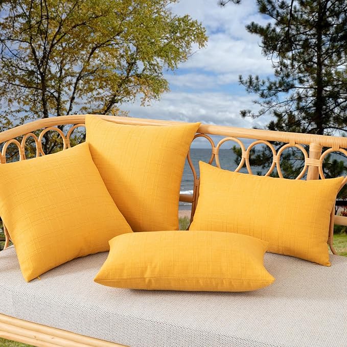 Kevin Textile Pack of 2 Outdoor Waterproof Pillow Covers Decorative Farmhouse Throw Pillow Covers Couch Pillow Covers Spring for Patio Tent Bed Sofa Living Room 20x20 Inch Sunflower Yellow