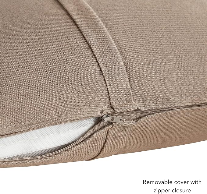 Greendale Home Fashions Sunbrella 20" Square Outdoor Throw Pillow with Removable Cover (Set of 2), Cast Shale 2 Count