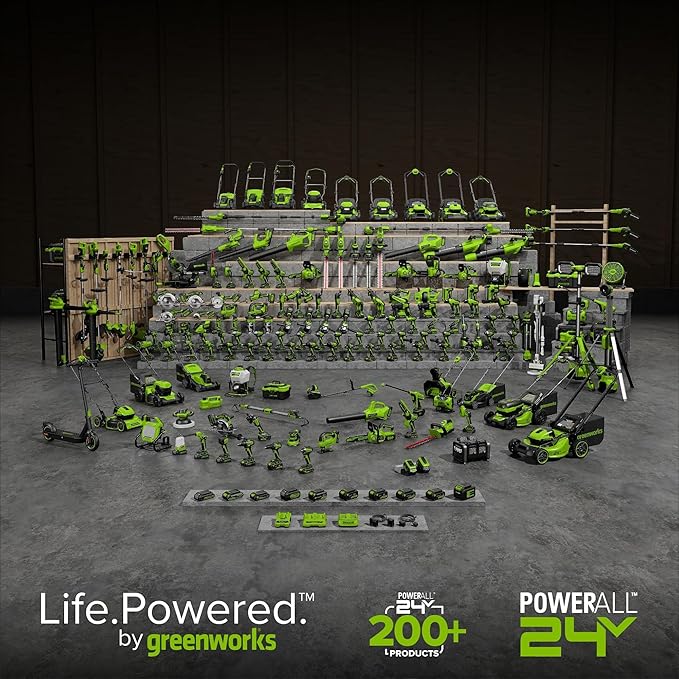Greenworks 48V (2x24V) Electric Lawn Mower Combo Kit: 20"Steel Deck Push Mower, 12" String Trimmer, 320 CFM Blower, 3 Batteries & 2 Chargers, 3-Year Warranty.