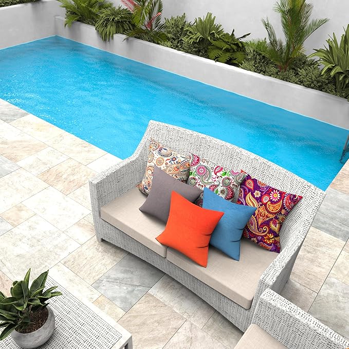 Outdoor Pillows Set of 2, 12''×20''Waterproof Throw Pillow for Patio Furniture, Feathers and Down Filled Outside Decorative Pillows Inserts for Garden, Porch Swing, Couch and Sofa