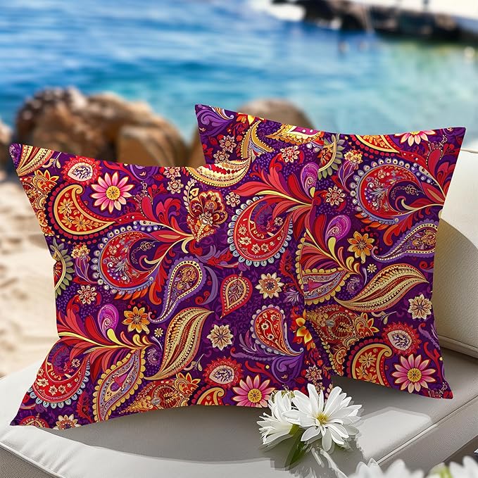WOLKI Waterproof Outdoor Pillows 20x20 Feather and Down Filled Throw Pillow for Patio Furniture, Outside Decorative Pillow Set of 2