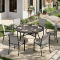 7 Pieces Outdoor Table and Chairs, Patio Dining Set for 6 Includes 54" Round Outdoor Table and 6 Patio Chair Set, Outdoor Dining Furniture Set for Lawn Backyard Deck, Brown