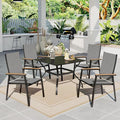 Sophia & William Patio Dining Set 5 Pieces, 4 Stackable Aluminum Textilene Dining Chairs with 37"x 37" Square Dining Table, Patio Table Chair Set for Outdoor Garden Lawn (Grey)