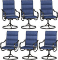 Sophia & William Outdoor Patio Chairs Set of 6, Swivel Patio Chair with Padded Textilene and Black Metal Frame, Good for Lawn Yard Garden All Weather (Blue)