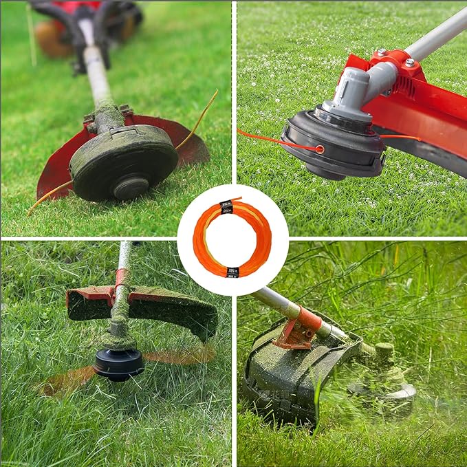 5 Pack String Trimmer Line Compatible with Ego String Trimmer 0.095" 70FT Weed Eater String Pre-Cut Dual Color Fast-positioning Triangular Twisted Trimmer Line Universal Fit Weed Wacker String
