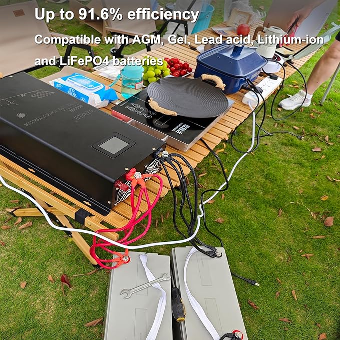 WZRELB 8000W 48V Pure Sine Wave Inverter,48 Volt DC to AC 120V 240V Split Phase Power Inverter,2*AC Hardwire Terminal,16KW Surge,High Efficiency up to 91.6% with LCD Display