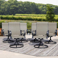 Outdoor Patio Swivel Dining Chairs Set of 6, All-Weather Swivel Rocker Chairs with Textilene High Back and Black Rust-Proof Metal Frame, Perfect for Patio, Lawn, Garden, or Backyard, Brown