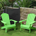 YEFU Adirondack Chairs Set of 2 Plastic Weather Resistant, Outdoor Chairs 5 Steps Easy Installation for Outdoor, Patio, Campfire (Lime)