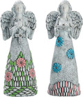 TERESA'S COLLECTIONS Angel Garden Statues with Solar Outdoor Light for Garden Decor, 2 Pack Resin Angel Grave Cemetery Decorations for Outdoor Decor, Memorial Angel Yard Decor Gifts for Mom, 11”