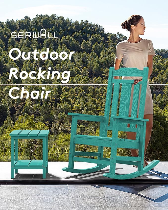 SERWALL HDPE Rocking Chairs Set of 2, Outdoor Rocking Chair for All Weather Use, Patio Rocking Chair for Adults, Aruba