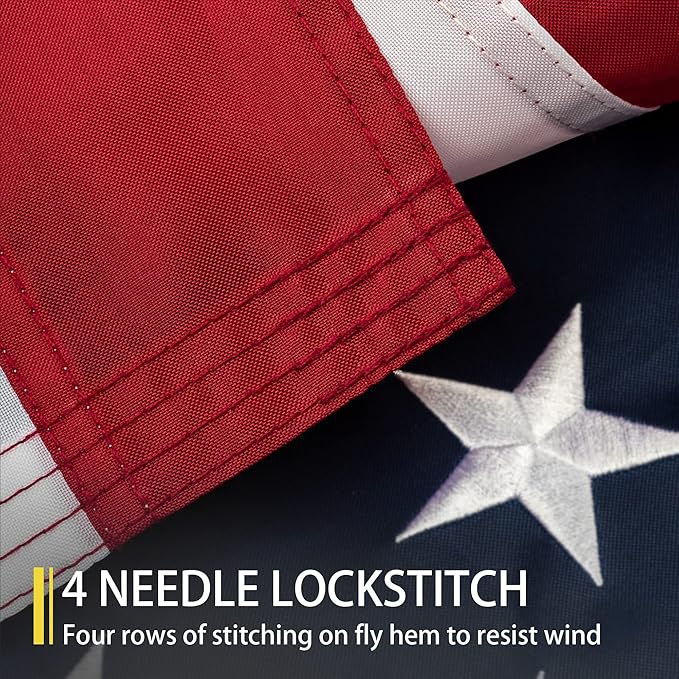 American Flag 8x12 FT Outdoor, Heavy Duty High Wind Extra Large US Flag, Embroidered Stars, 4 Brass Grommets, Giant Indestructible Tough USA Flags Suitable for Outside