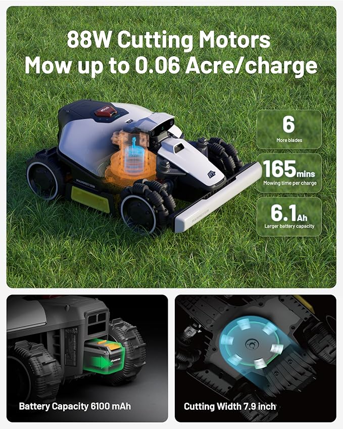 Mammotion LUBA mini AWD 1500H Robot Lawn Mower with 4G for 0.37 Acre, All-Wheel-Drive for 80% Slope, No Perimeter Wire, UltraSense AI Vision+RTK Auto-Mapping, Cutting Height 2.2"-4.0"
