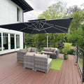 PURPLE LEAF 10' X 13' Solar Powered LED Patio Large Umbrella Offset Double Top Hanging Umbrella Outdoor Market Umbrella for Garden, Slate Gray