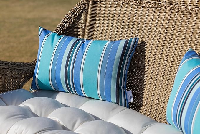RSH DECOR: Sunbrella Pillow Covers Set of 4 | Covers Only - 20" x 12" | Outdoor Lumbar Pillow Covers Crafted with Sunbrella Performance Fabric | Dolce Oasis