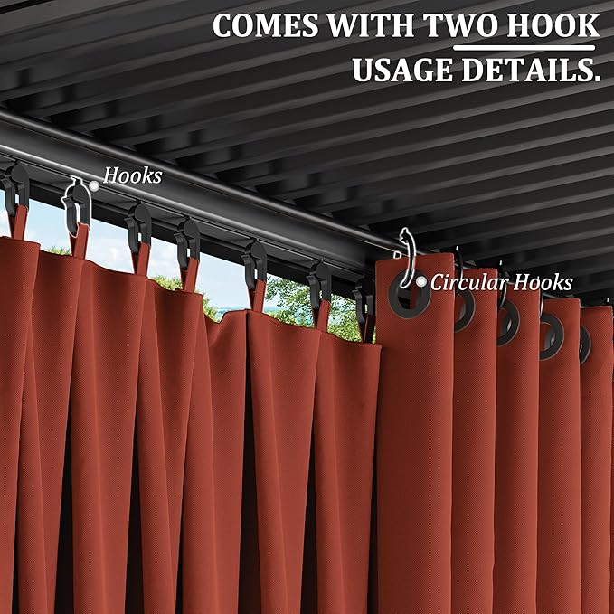 Gazebo Universal Replacement Privacy Curtain,12'×16' Gazebo Outdoor Waterproof Curtains, 4-Panels Sidewall Curtains with Double Zipper for Patio Canopy, Garden and Backyard (Curtain Only)