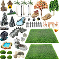 Woohome 42 PCS Mini Garden Accessories Fairy Garden Kit Micro Landscape Mini Zen Garden Accessories for Diorama Project DIY, Mini House Decor