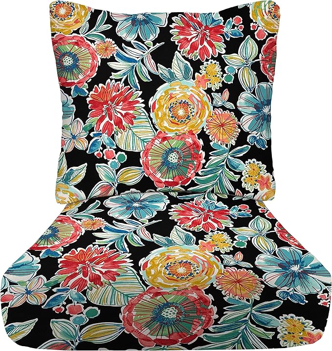 RSH DECOR: Deep Seating Cushion with Pillow Back | 24” x 27” Seat | All-Weather Spun Fabric | Water and Fade-Resistant | Outdoor Chair Cushion Set for Patio Furniture | Colsen Noir