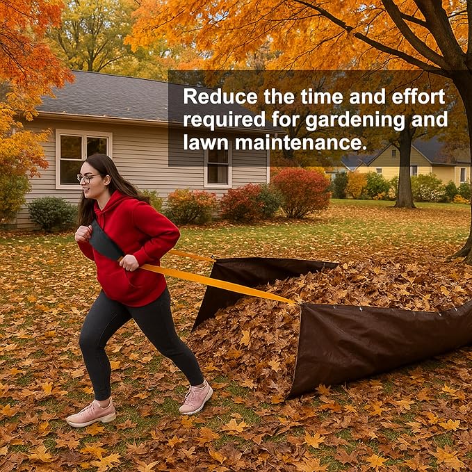 Heavy Duty Leaf Tarp Strap, 10.2 ft Yard Tarp Pulling Tool, Reusable Waste Tarps Shoulder Strap for Efficient Outdoor Leaf Debris Cleaning and Moving
