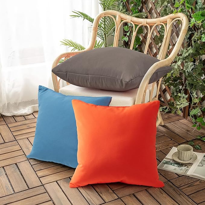 Outdoor Pillows Set of 2, 20''×20''Waterproof Throw Pillow for Patio Furniture, Feathers and Down Filled Outside Decorative Pillows Inserts for Garden, Porch Swing, Couch and Sofa