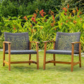IDZO Liberte 500lbs Capacity Acacia Outdoor Club Chairs Set of 2, FSC Teak Finish Wood Patio Furniture Sets with Upgraded 2000Hours UV Resistant Wicker