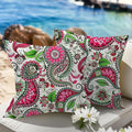 WOLKI Waterproof Outdoor Pillows 22x22 Feather and Down Filled Throw Pillow for Patio Furniture, Outside Decorative Pillow Set of 2 Flower
